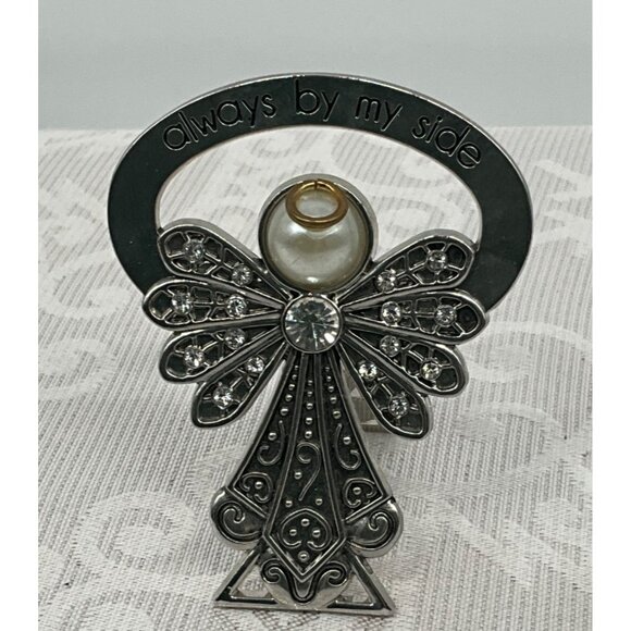 Always By My Side Angel w/ kick stand faux Pearl & Rhinestones By Alexas Angels - Picture 2 of 4